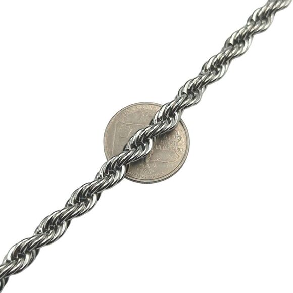 24" x 7mm 316L Stainless Steel Rope Chain. - Picture 5 of 7